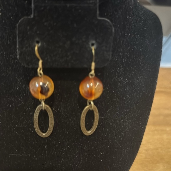 Long Amber Dangle Earrings Pierced - Picture 5 of 5